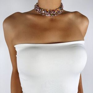 Vintage Y2K Colorful Beaded Sequin Choker Necklace - Fairycore Festival Jewelry